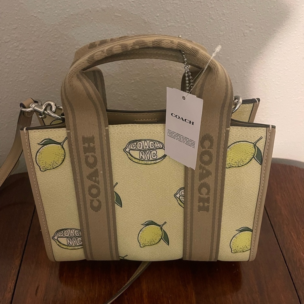 Coach Lemon Print Tan Satchel - Picture 2 of 5